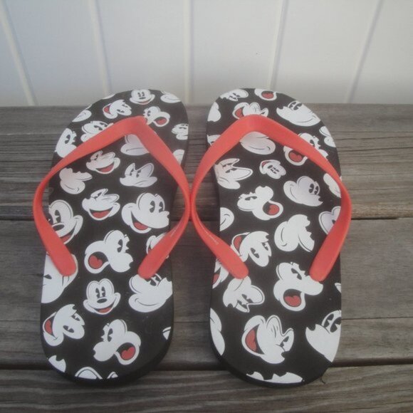 Disney Parks Mickey Mouse Expressions Flip Flop Sandals Men's size 8-9 - Picture 1 of 5